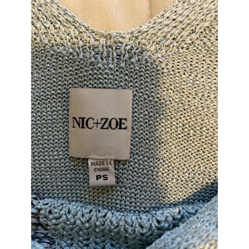 NIC+ZOE Sleeveless Sweater Tank Top PS Petite Small Green Knit Metallic Striped - Picture 5 of 9